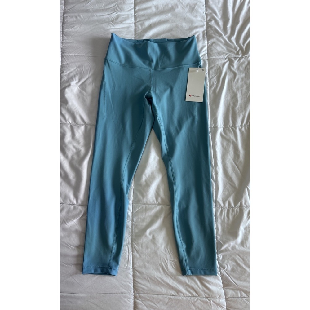 New Lululemon Wunder Train High Rise Tight 25" Size 10 Washed Blue Workout NWT